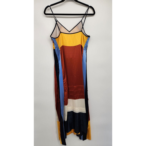 NWT Tory Burch Sasha Color-Block Silk Crepe De Chine Maxi Dress Sz 10 #2B502 - Picture 7 of 12